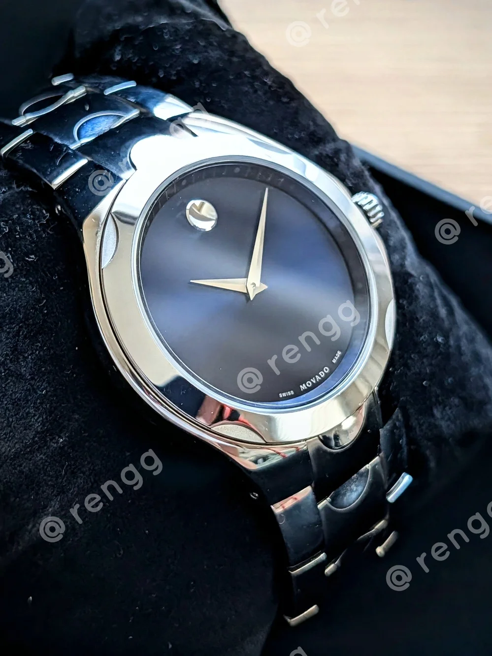 40mm Movado Luno Sport Blue Men's Stainless Steel Dress Watch Sapphire